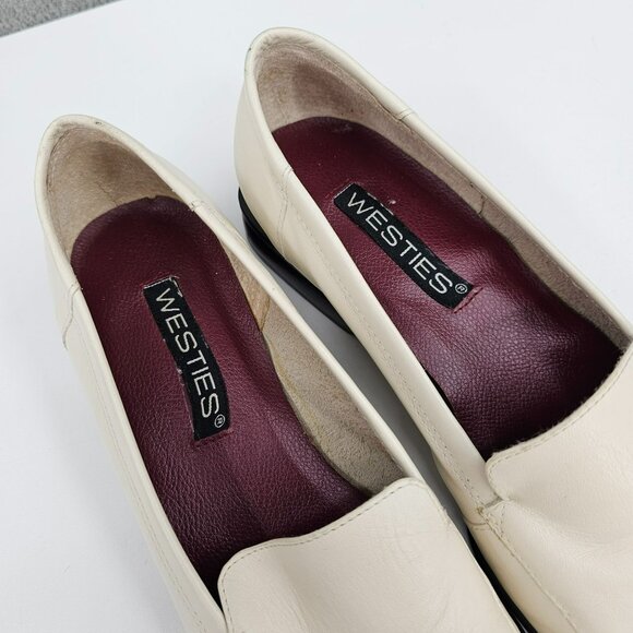 Westies Delbert Loafers 7.5 M Ivory Cream Leather Slip On Retro 90s Y2K Quality - Picture 3 of 15